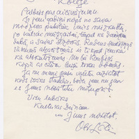 Letter by Osvalds Lācis 